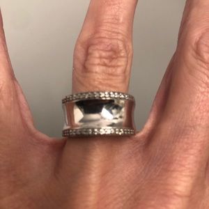 Sterling silver band with diamonds